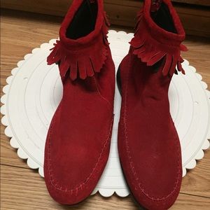 ABCDEFG Suede Ankle Mocassin Boots Size 8.5M